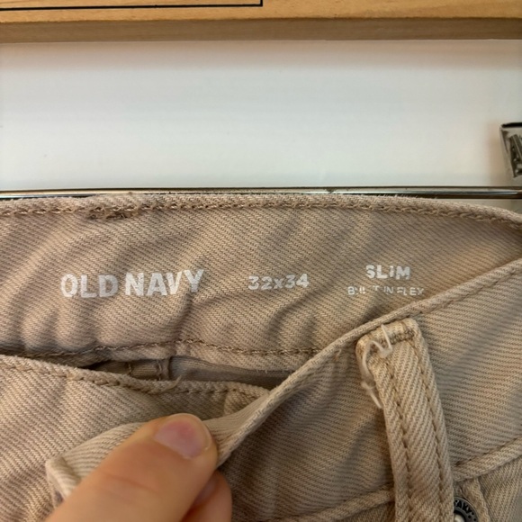 Old Navy Men’s Slim Five 5 Pocket Pants Light Khaki 32x34 Straight Leg Twill - Picture 6 of 10